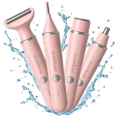 Electric Razor Shaver for Women, 4 in 1 Bikini Trimmer for Women,Cordless Protable Rechargeable Body Hair Removal Kit for Eyebrow Face Nose Legs Underarms and Bikini Line,Pink
